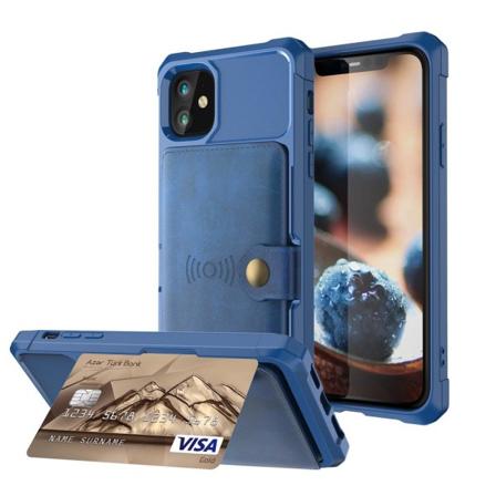 Iphone 12 / 12 Pro - Skal Med Magnetiskt Plånbok - Blå Blue Blå