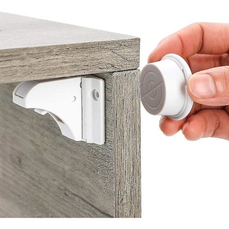 Magnetiskt skåpslås för barn - Skåpslås med superstarkt lim