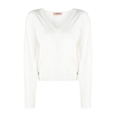 Twinset, V-neck Knitwear Wit, Dames, Maat:XL