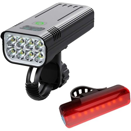 Pyörän valot eteen ja taakse yöajoon, 5200 mAh USB ladattava 8 LED polkupyörän valo, IPX5 vedenpitävä, Ominaisuus (KX8-D)