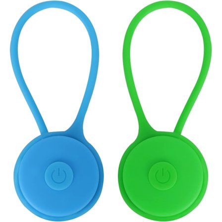 Pakke med 2 silikonereflekser til børn - Blinkende lys til skoletaske - 2 lystilstande LED-sikkerhedslys med batterier