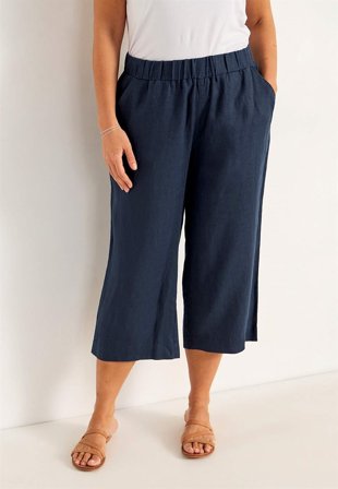 Cellbes of Sweden - Culottebukse Premium i lin i marineblå for damer i størrelse 62/64