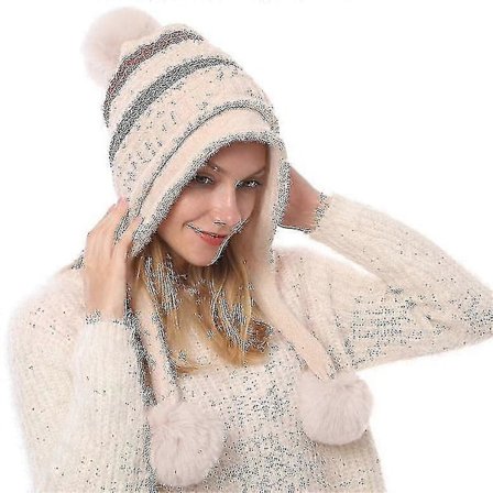 Peruviansk øreklap hue til kvinder, strikket pompon vinter sne ski hue 1 stk