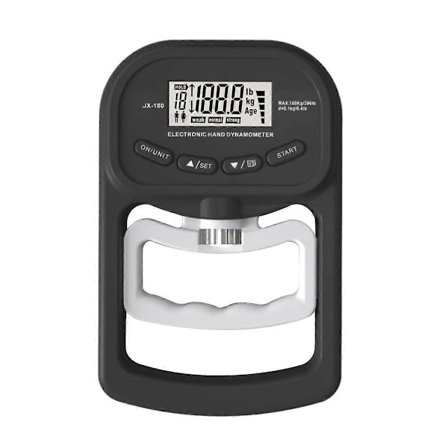 Hånd Dynamometer Gribestyrke Træner - Elektronisk Håndgreb Styrke Tester Gribeforstærker 120 kg, Sort & Hvid