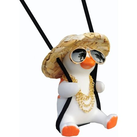 Kul gyngende andebilpynt søte biltilbehør, bilspeilpynt morsom lastebilbilanheng bildekorasjon (oransje lokal tyrannand)