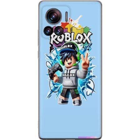 Yhteensopiva Puhelinkuori Motorola Motorola Edge 30 Ultra Värikäs Roblox-hahmo, jossa ohjain ja energinen splash art -suunnittelu, täydellinen last