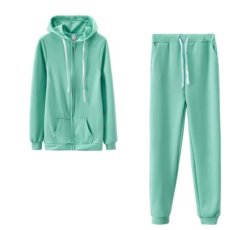 Dam Full Zip Långärmad 2piece Outfit Enfärgade Sweatsuits