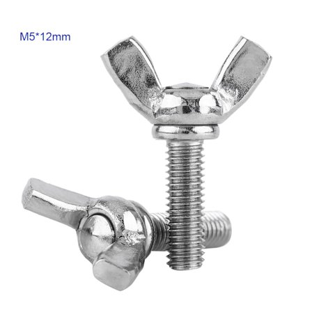 5 stk pose med 304 rustfritt stål vingeskruer bolter maskinfeste (M5 * 12mm)