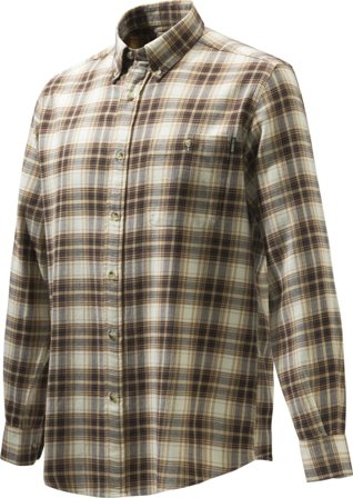 Beretta Men's Wood Flannel Button Down Shirt Men long-sleeved shirts Beige S