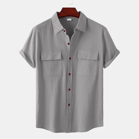 Kortärmade Toppar För Män Button Down-skjortor