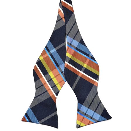Multi-Coloured Plaid Silk Self-Tie Bow Tie for Men - Self-tie bow ties