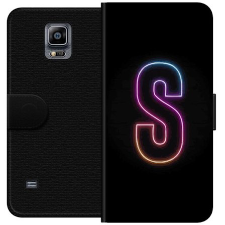 Kompatibelt Lommeboketui til Samsung Samsung Galaxy Note 4 Neonbokstav S i lysende rosa og blå toner mot mørk bakgrunn, stilig bokstavkunst med retr