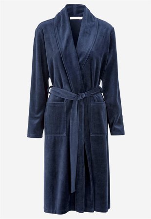 Cellbes of Sweden - Morgenkåpe i velour i marineblå for damer i størrelse 46/48