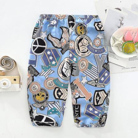 Elastiska Byxor Med Tecknat Print För Barn Blue 4-5years