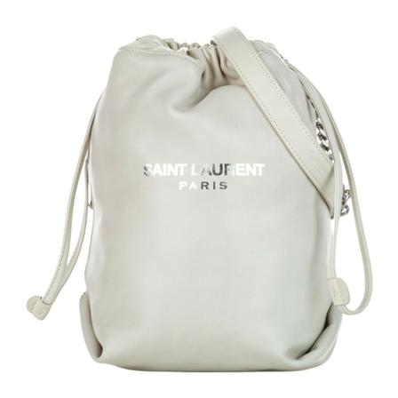 Saint Laurent Vintage, Pre-owned Teddy Leather Bucket Bag Wit, Dames, Maat:ONE Size,voering