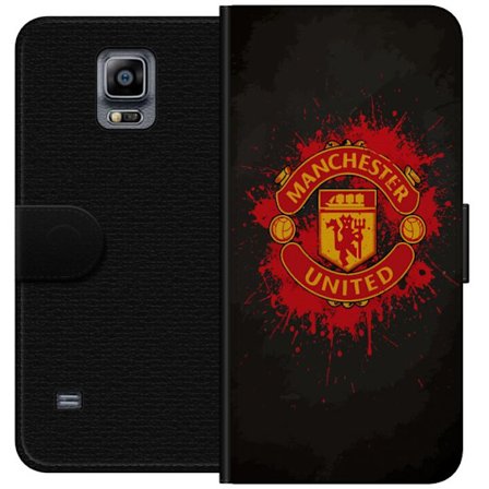 Kompatibelt Lommeboketui til Samsung Samsung Galaxy Note 4 Manchester United logo i rød og gul farge med røff sportslig bakgrunn