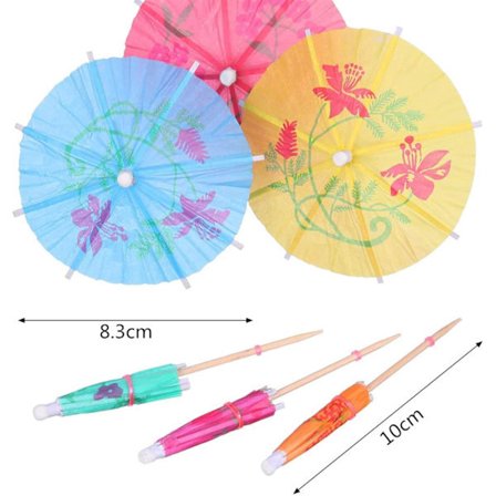 50 stk. Cocktailparaplyer til drinks - Farverige papir-drinkparaplyer