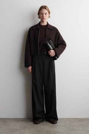 COS Women's Giacca Cropped In Lana Merino in Marrone