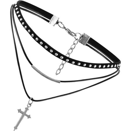 Dam gotisk vintage flannelettrep Cross Nit Choker Punk krage