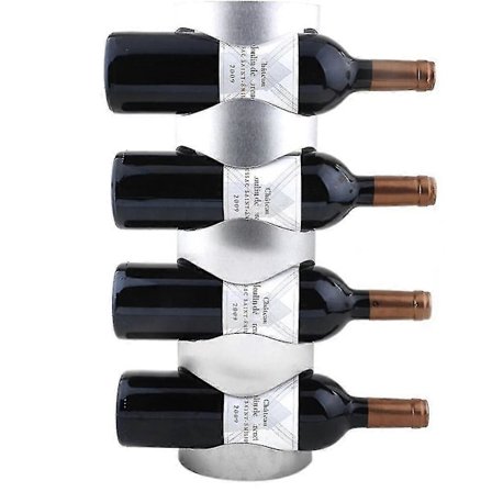 Vägghängd Vinflaskhållare Rostfritt Stål Förvaringsställ Heminredning 4 Flaskor