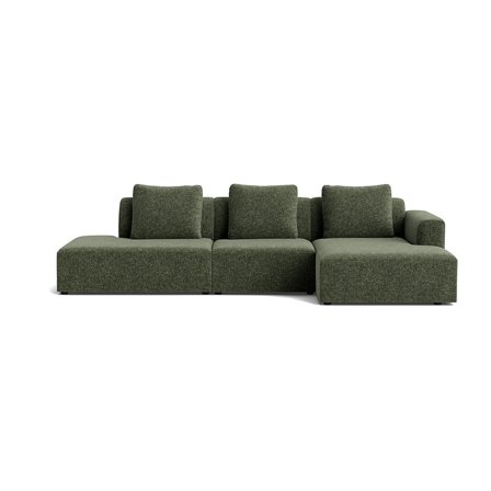 Como Chaiselong Sofa, Højrevendt, Open End, Genesis Grøn - Håndlavet Kvalitets Sofa m. Ekstra Puder - 308x155x83cm - Chaiselong Sofa