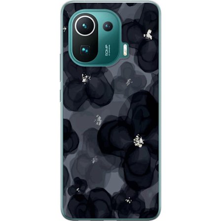 Kompatibelt Mobilskal till Xiaomi Xiaomi Mi 11 Pro Abstrakt mörkt blommönster i svartgrå toner med elegant och dramatisk känsla