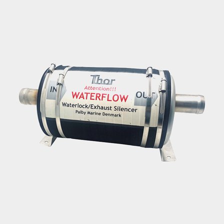 1852-Marine Thor 12.5L 76mm vattenkyld ljuddämpare modell A för segel- och motorbåtar i rostfritt stål och gummi