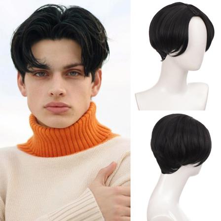 Män Stilig Mid-point Bangs Peruk Manlig Cosplay Party Hår Mode