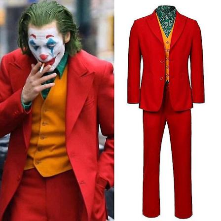 Film Joker Cosplay Kostume til Mænd og Børn Arthur Fleck Fuld Sæt Halloween Maskeraddrægt Karneval Kostume-WELLNGS Med Paryk With wig XL