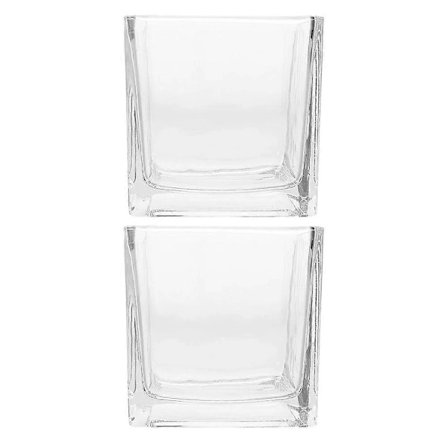 2 stk Firkantet Kube Transparent Glassvase Hydroponisk Blomstervase Borddekorasjon Klar Glassplanter Hydroponisk Plantebeholder for Hjemmeinnredning