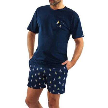 T-shirt Sesto senso Pyjamas Herr Kort Bomull Set Shorts T-shirt Korta Ärm
