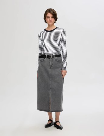 Selected Slfessential Ls Striped O-Neck Tee Noos - Black - XS