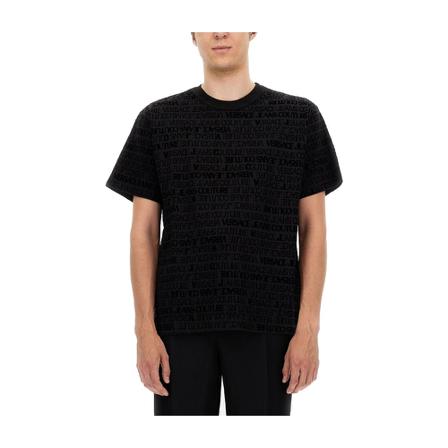 Versace Jeans Couture All Over Flocked Logo T-Shirt Sort, Herre
