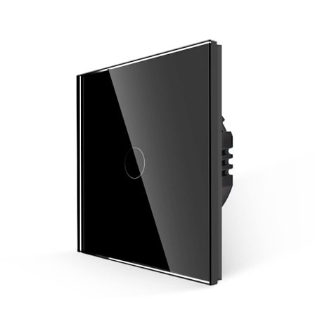 Enpolig Strömbrytare, Ingen Nolla Krävs, Touch-strömbrytare med Svart Glaspanel, Modern Väggströmbrytare med LED Belysning