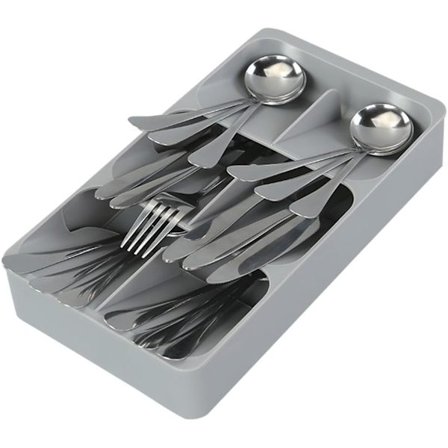 Bestikbakke, Små Bestikskuffer Organizer Indsatser, Køkkenredskabsholder til Gaffel, Ske, Kniv Opbevaring Organisation Lille, 6 Rum