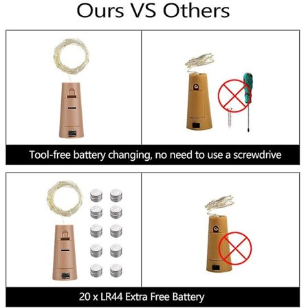 Vinflaska lampa älva lampa koppartråd lampa kork sträng lampa DIY dekoration jul 15st 2 meter 20 varm vit lampa