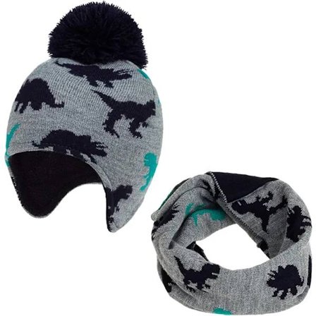 /EA/ 2 i 1 Barnelue og Skjerf Vinter Varm Tykk Fleeceforet Strikket
