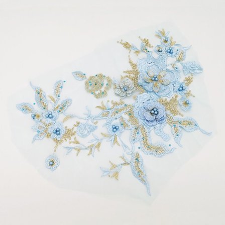 Häämekko Koristeinen kirjonta Tylli Applikoitu Helmi SKY BLUE