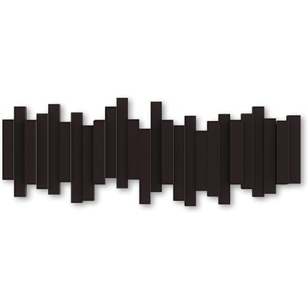 Mörkbrun - Veggmontert kleshenger med 5 nedfellbare kroker