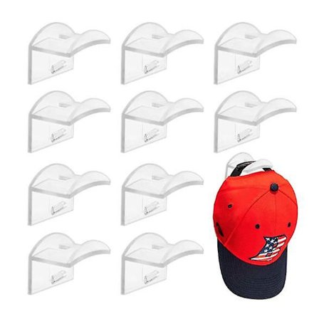 10-pakks selvklebende hatteholder, caps-krok for veggmontering, ingen boring, hattehylle