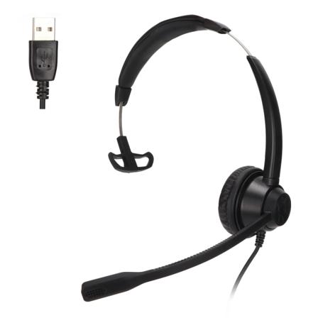 Enkeltsidig øretelefonhodesett USB Business-hodesett med støyreduksjonsmikrofon for Call Center