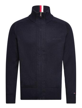 Monotype Chunky Cotton Zip Thru Knitwear Full Zip Jumpers Marineblå Tommy Hilfiger*Betinget Tilbud