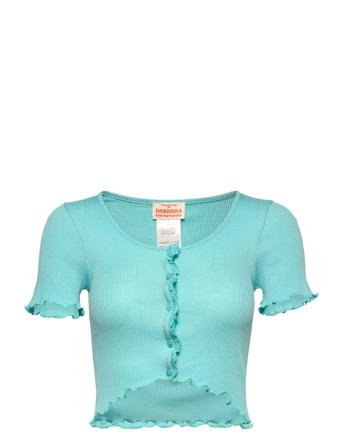 Cardigan Crop Tops Short-sleeved Crop Tops Blå Barbara Kristoffersen By Rosemunde