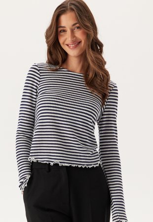 Object Collectors Item - Objaveri Re L/S TOP TOP Top - Cloud Dancer Stripes:sky Capta - Kläder - - Bubbleroom