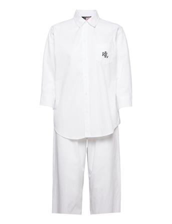 Lrl 3/4Sl. His Shirt Long Pant Pj Set White Lauren Ralph Lauren Homewear