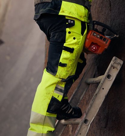 Arbetsbyxor Fristads Herr Varselbyxa Green stretch 2645 GSTP, klass 2, Varsel Gul/Svart Arbetskläder