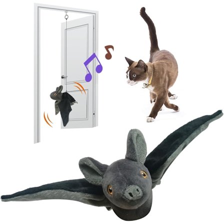 Katt leker Intelligent Flapping Julenissen, Interaktiv Julekatt Leker for Innendørs Katter Jakt Trening, Passer for Katt Teaser Stick, Musikk Melodi