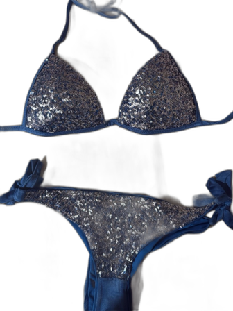 Blå bikini med paljetter
