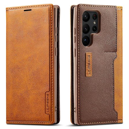 Lc.imeeke Lc-001-serien för Samsung Galaxy S23 Ultra Color Splicing Pu-läderkorthållare Phone case Stativ Magnetisk Absorption Folio Cover