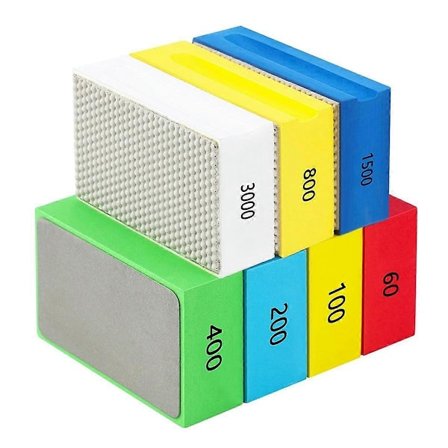7 stk Diamant Håndpoleringsputer 60/100/200/400/800/1500/3000 Grit Diamantslipeputer Våt og Tørr Slipekloss
